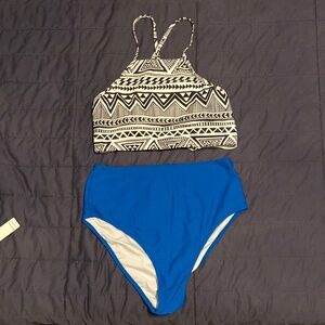Cupshe Aztec & Blue High Waisted Bikini